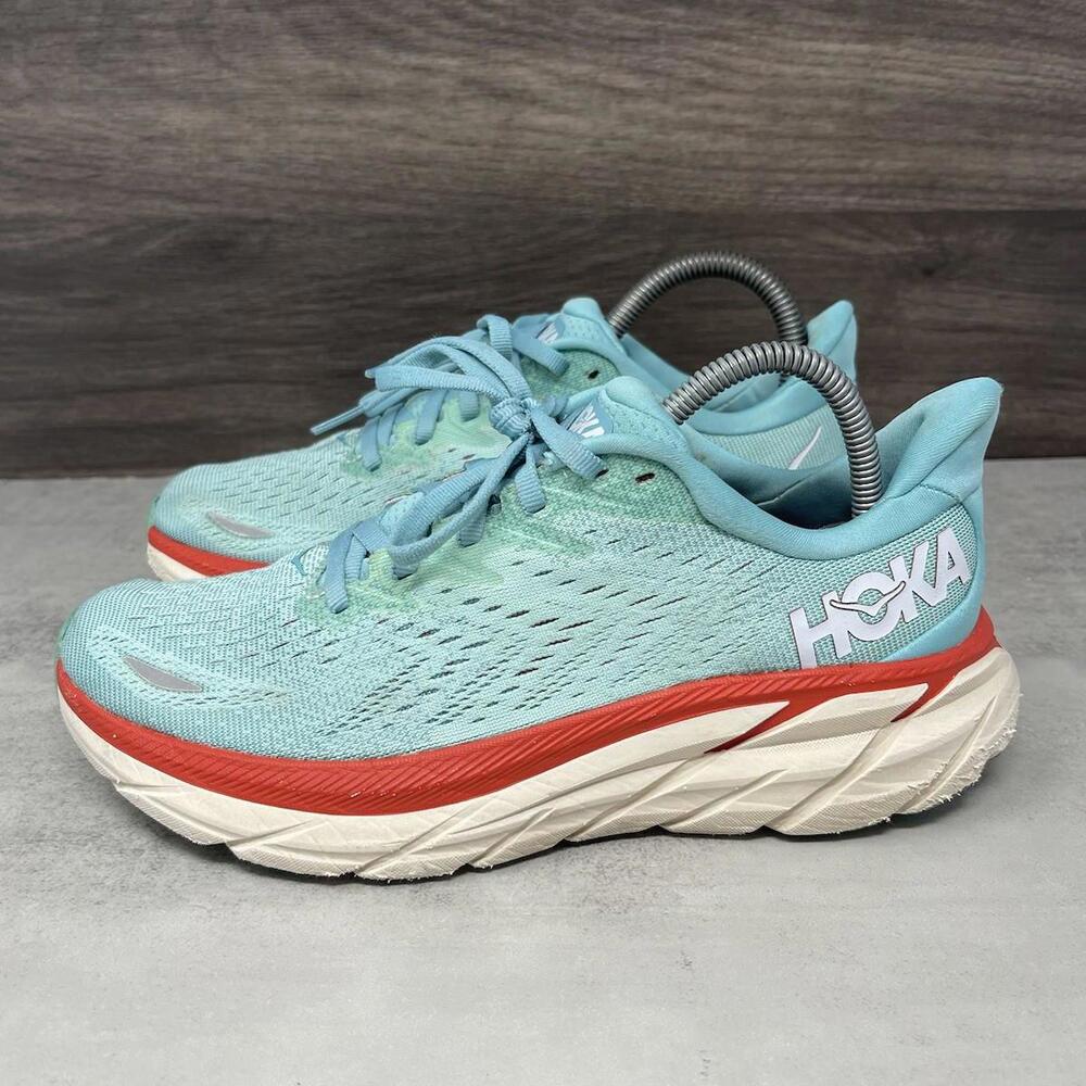 HOKA Clifton 8 Running Shoes Womens Size 6 Teal Blue Sneakers One One